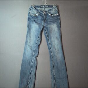 Cedar Rose Womens 26 Bootcut Jeans Thick Stitch Embellished Western Blue Denim